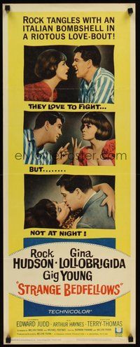 2d571 STRANGE BEDFELLOWS insert '65 Gina Lollobrigida & Hudson love to fight, but not at night!