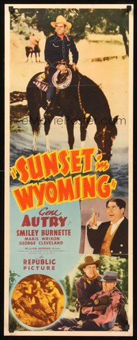 2d586 SUNSET IN WYOMING insert '41 Smiley Burnette, George Cleveland, Gene Autry on horseback!