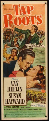 2d607 TAP ROOTS insert R56 art of Susan Hayward, Van Heflin & Native American Boris Karloff!