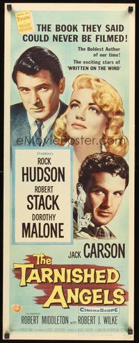 2d608 TARNISHED ANGELS insert '58 Faulkner, art of Rock Hudson, Robert Stack, & Dorothy Malone!