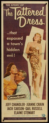 2d612 TATTERED DRESS insert '57 Jeff Chandler, Jeanne Crain & sexy half-dressed Elaine Stewart!