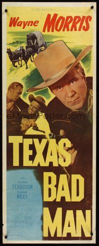 2d617 TEXAS BAD MAN insert '53 cool image of cowboy Wayne Morris in western action!