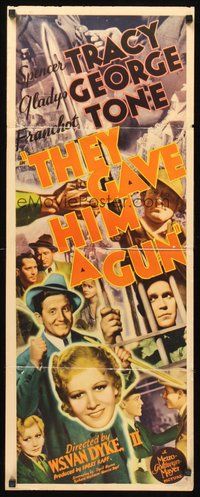 2d623 THEY GAVE HIM A GUN insert '37 pretty Gladys George, Spencer Tracy & Franchot Tone!