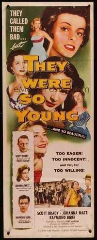 2d624 THEY WERE SO YOUNG insert '55 Scott Brady, Raymond Burr, bad teenagers far too willing!