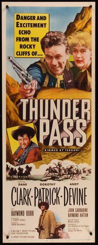 2d638 THUNDER PASS insert '54 Dane Clark, Dorothy Patrick, one man defies the Kiowa & Comanche!