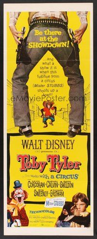 2d648 TOBY TYLER insert '60 Walt Disney, Mister Stubbs w/revolver, circus clown, High Noon parody!