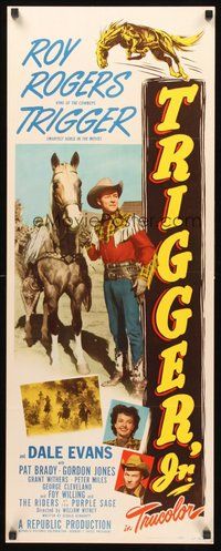 2d671 TRIGGER JR. insert '50 Dale Evans, smiling Roy Rogers in fancy duds with Trigger!