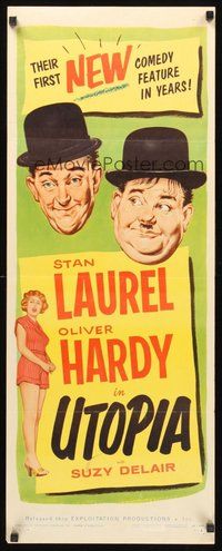 2d693 UTOPIA insert '54 Stan Laurel & Oliver Hardy w/sexy Suzy Delair!