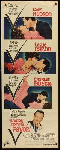 2d702 VERY SPECIAL FAVOR insert '65 Charles Boyer, Rock Hudson tries to unwind sexy Leslie Caron!
