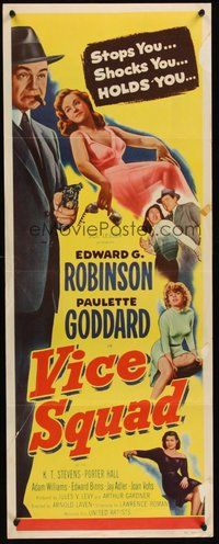 2d703 VICE SQUAD insert '53 Edward G. Robinson, film noir that stops you, shocks you, holds you!