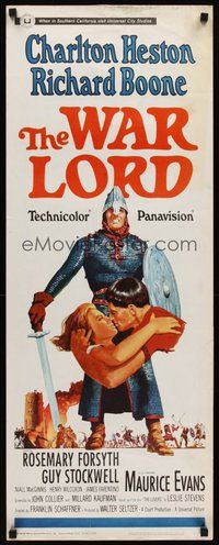 2d722 WAR LORD insert '65 art of Charlton Heston all decked out in armor with sword!