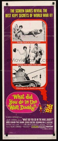 2d732 WHAT DID YOU DO IN THE WAR DADDY insert '66 James Coburn, Blake Edwards, funny design!