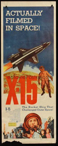 2d774 X-15 insert '61 astronaut Charles Bronson, cool art of rocket, actually filmed in space!