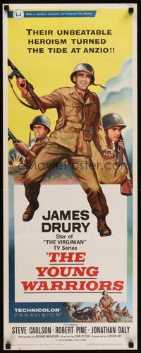 2d794 YOUNG WARRIORS insert '66 art of soldier James Drury, star of TV's The Virginian!