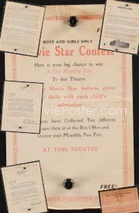 2e025 LOT OF 6 MOVIE STAR BUTTON CONTEST ITEMS '31 letter & brochure, but NO buttons!