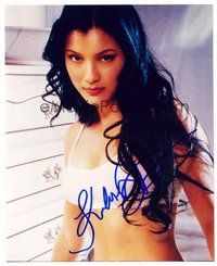 2e272 KELLY HU signed color 8x10 REPRO still '03 near-naked portrait of the sexy actress!