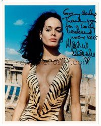 2e277 MARTINE BESWICK signed color 8x10 REPRO still '90s sexy Bond girl in skimpy tiger swimsuit!