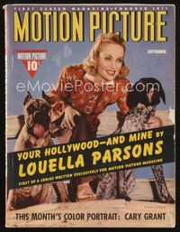 2e115 MOTION PICTURE magazine September 1940 Carole Lombard with her big dogs!