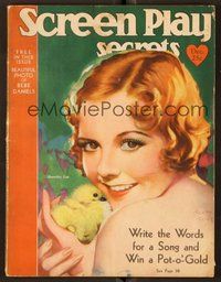 2e138 SCREEN SECRETS magazine December 1930 art of sexy Dorothy Lee with duckling by Henry Clive!