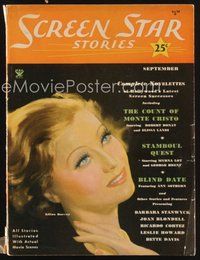 2e139 SCREEN STAR STORIES magazine September 1934 artwork of Lillian Harvey by Dan Osher!