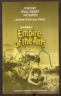 2e153 EMPIRE OF THE ANTS pressbook '77 H.G. Wells, great Drew Struzan art of monster attacking!