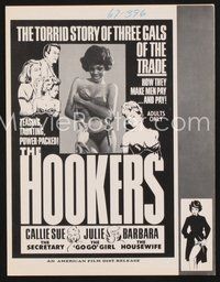 2e158 HOOKERS pressbook '67 the torrid story of three gals of the trade, how they make men pay!