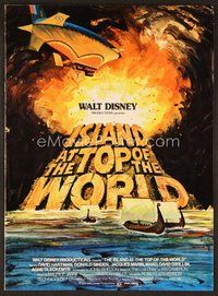 2e161 ISLAND AT THE TOP OF THE WORLD pressbook '74 Disney's adventure beyond imagination, cool art!