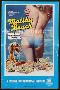 2e168 MALIBU BEACH pressbook '78 sexy topless girl in bikini on famed California beach!