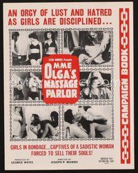 2e169 MME OLGA'S MASSAGE PARLOR pressbook '65 an orgy of lust & hatred as girls are disciplined!
