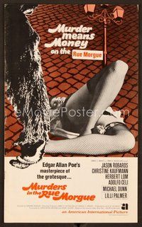 2e170 MURDERS IN THE RUE MORGUE pressbook '71 Edgar Allan Poe, sexy legs in fishnet stockings!