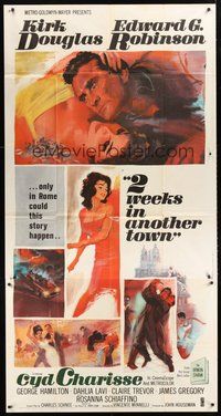 2f349 2 WEEKS IN ANOTHER TOWN 3sh '62 cool art of Kirk Douglas & sexy Cyd Charisse by Bart Doe!