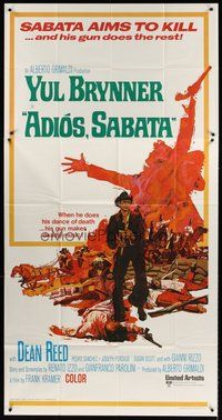2f357 ADIOS SABATA int'l 3sh '71 Yul Brynner aims to kill, and his gun does the rest!