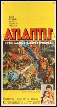 2f382 ATLANTIS THE LOST CONTINENT 3sh '61 George Pal underwater sci-fi, cool fantasy art!