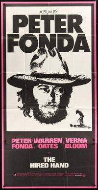 2f533 HIRED HAND English 3sh '71 huge headshot of star & director Peter Fonda in cowboy hat!