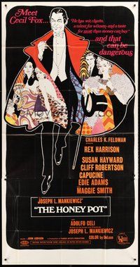 2f537 HONEY POT 3sh '67 colorful art of Rex Harrison, Susan Hayward & top cast!