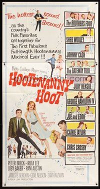 2f538 HOOTENANNY HOOT 3sh '63 Johnny Cash and a ton of top country music stars!