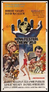 2f545 HOW TO STEAL THE WORLD 3sh '68 Robert Vaughn is The Man from UNCLE, different art!