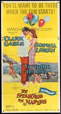 2f563 IT STARTED IN NAPLES 3sh '60 romantic art of Clark Gable with sexy Sophia Loren!