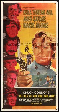 2f579 KILL THEM ALL & COME BACK ALONE 3sh '70 artwork of Chuck Connors with gun + six top stars!