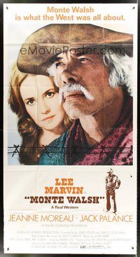 2f638 MONTE WALSH 3sh '70 super close up of cowboy Lee Marvin & pretty Jeanne Moreau!