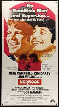 2f655 NORWOOD 3sh '70 close up of Goodtime Glen Campbell & Super Joe Namath, Kim Darby!