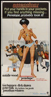 2f685 PENELOPE 3sh '66 sexiest artwork of Natalie Wood with big money bags and gun!