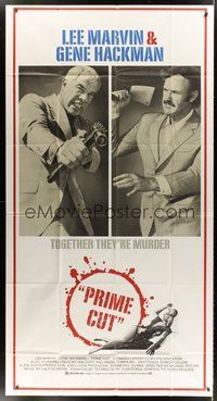 2f701 PRIME CUT 3sh '72 Lee Marvin w/machine gun, Gene Hackman w/cleaver, together they're murder!