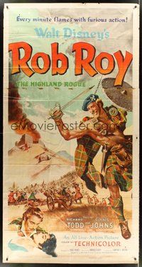 2f724 ROB ROY style A 3sh '54 Disney, artwork of Richard Todd as The Scottish Highland Rogue!