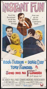 2f740 SEND ME NO FLOWERS 3sh '64 great art of Rock Hudson, Doris Day & Tony Randall!