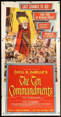 2f788 TEN COMMANDMENTS 3sh '60 directed by Cecil B. DeMille, art of Charlton Heston with tablets!