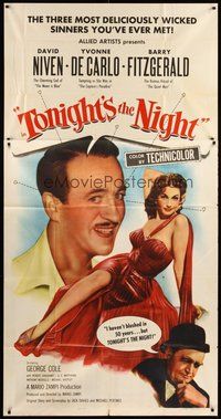 2f812 TONIGHT'S THE NIGHT 3sh '54 David Niven, sexy full-length Yvonne De Carlo, Barry Fitzgerald