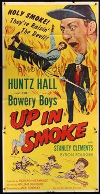 2f825 UP IN SMOKE 3sh '57 Huntz Hall & the Bowery Boys are raisin' the Devil, who is pictured!