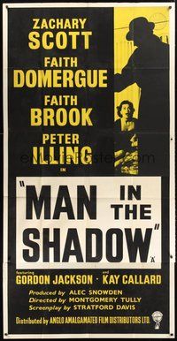 2f832 VIOLENT STRANGER English 3sh '57 art of sexy Faith Domergue menaced by a Man in the Shadow!