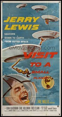 2f833 VISIT TO A SMALL PLANET 3sh '60 wacky alien Jerry Lewis saucers down to Earth from space!